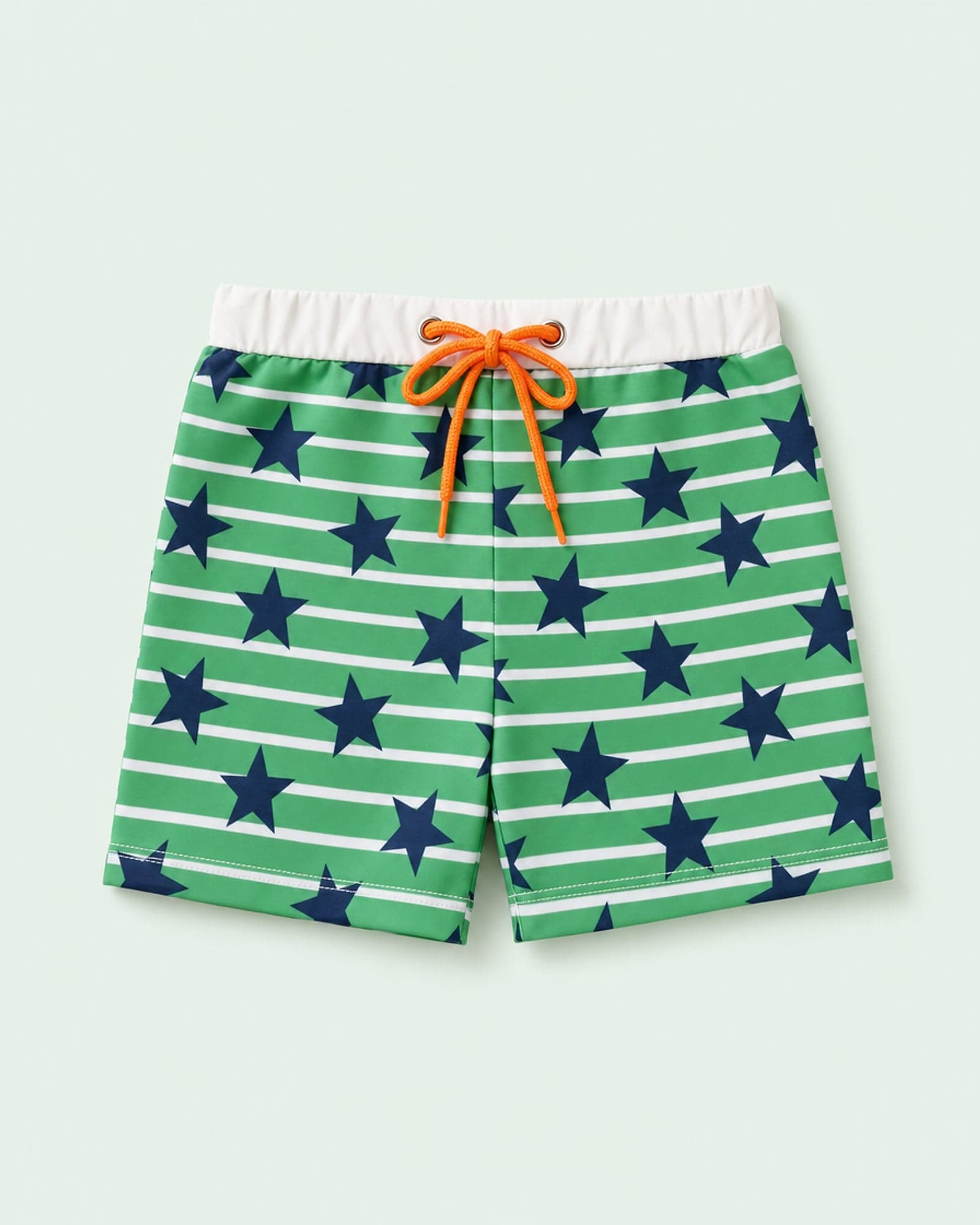 Short de banho verde com estrelas