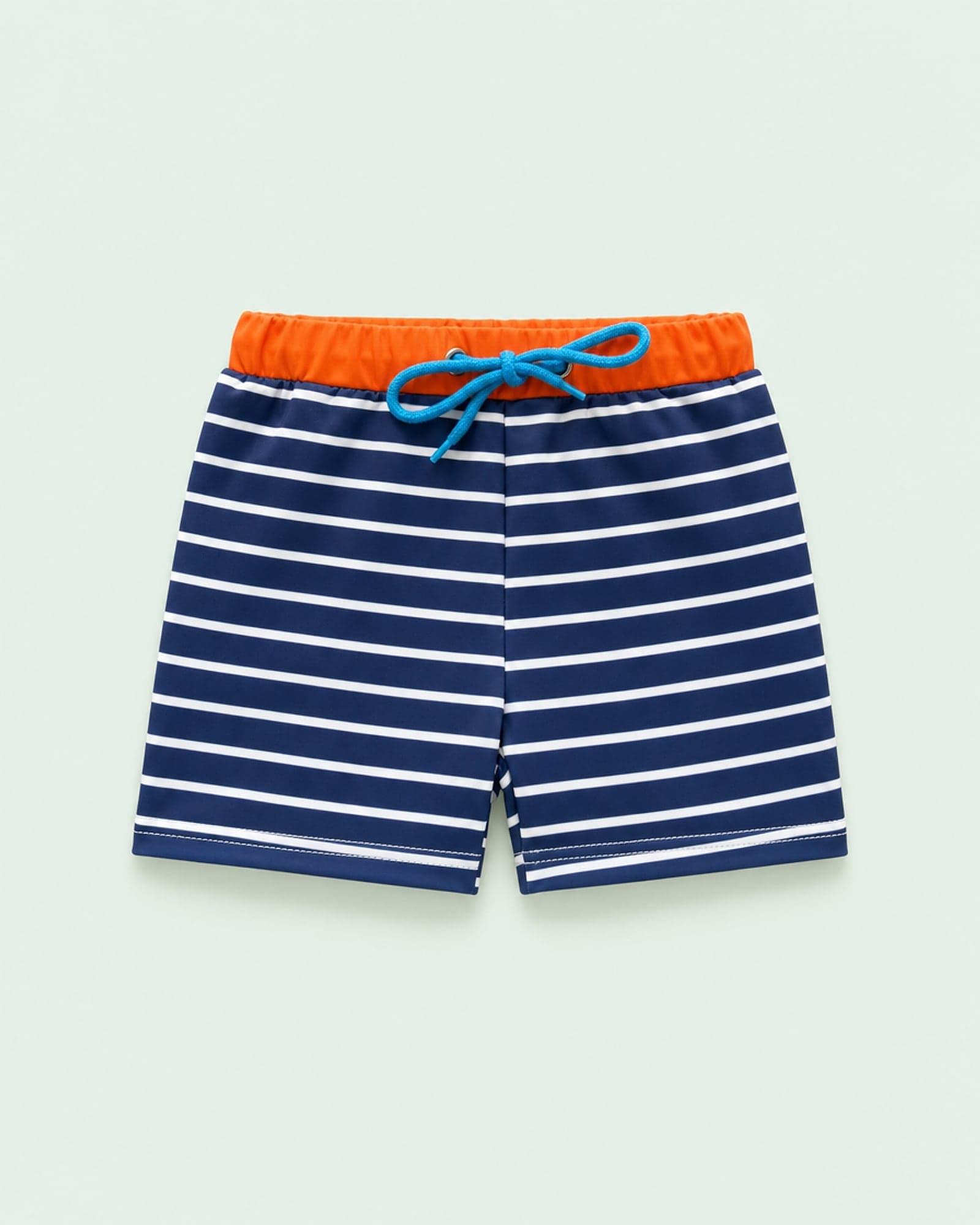 Short de banho listrado com cós laranja