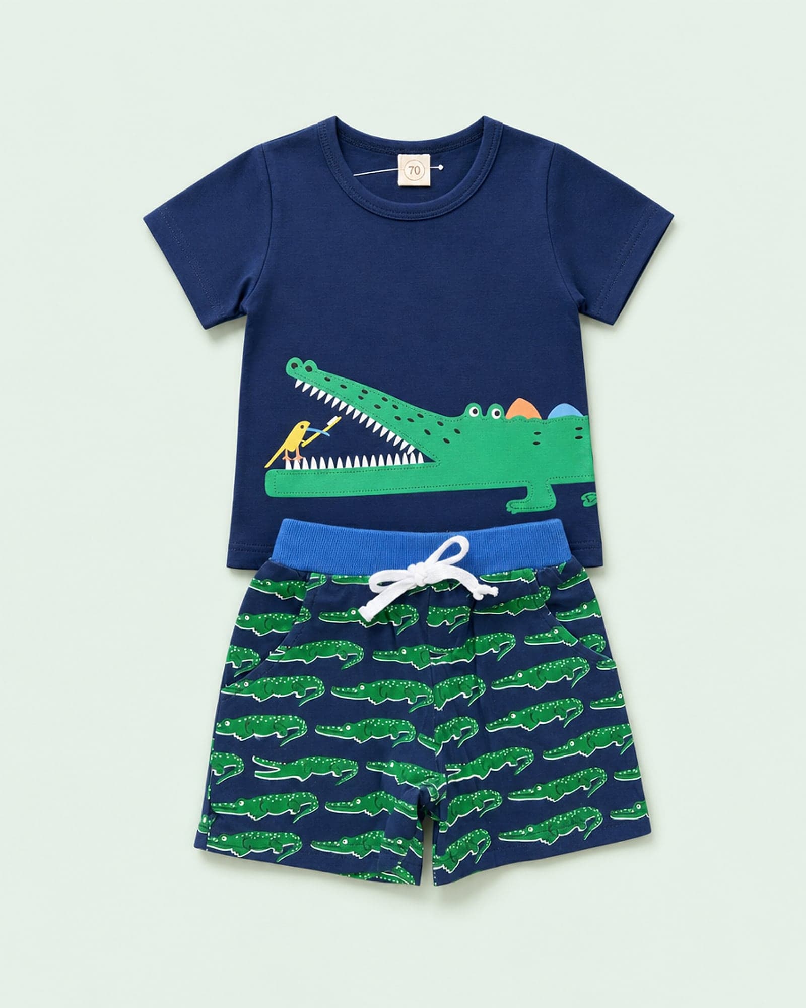 Conjunto crocodilo azul-marinho